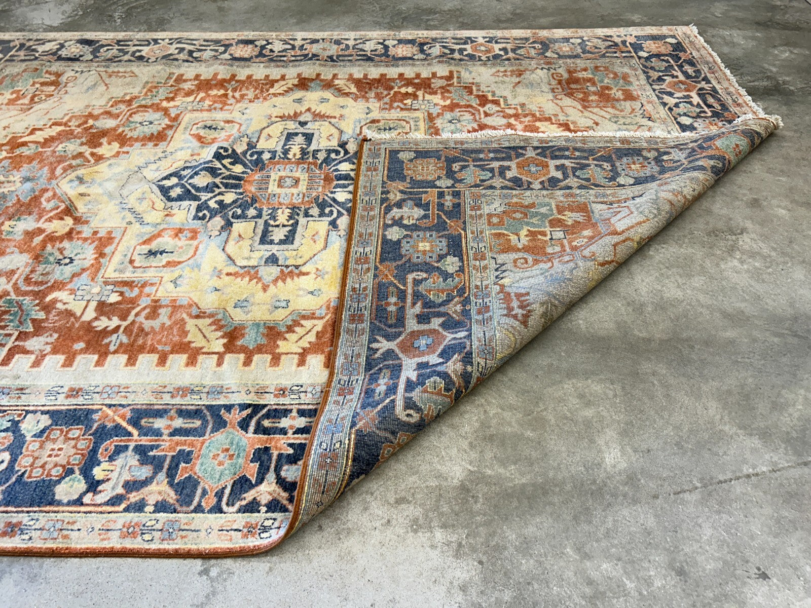 9'x12' Hand-Knotted 100% Lamb Wool Serapie Design Carpet - Area Rug