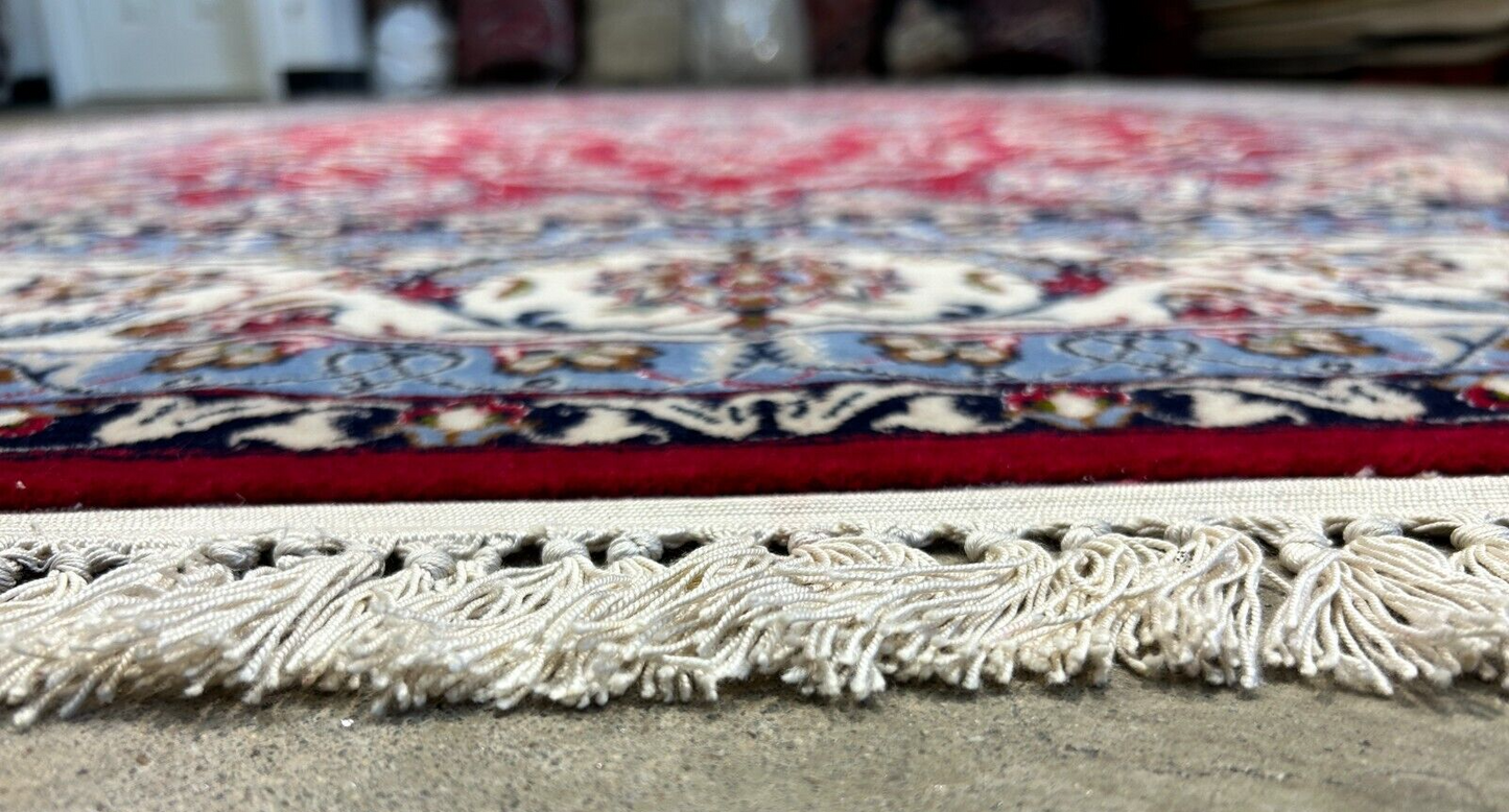 6'7"x9'10" Fine Hand-Knotted Wool & Silk Blend Isfahane Area Rug - Signed