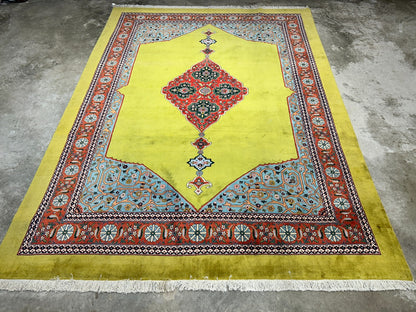 8'2"x11'3" One-of-a-Kind Hand-Knotted 100% Wool Pile Tabrize Carpet - Area Rug