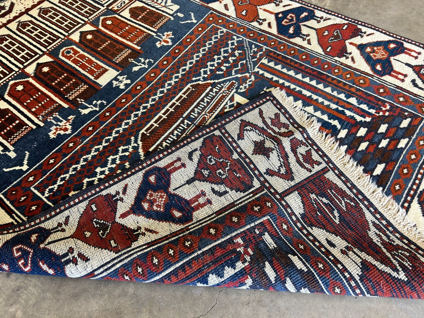 3'7"x5'6" Hand-Knotted 100% Wool Pile Shiraze Prayer Rug - Carpet