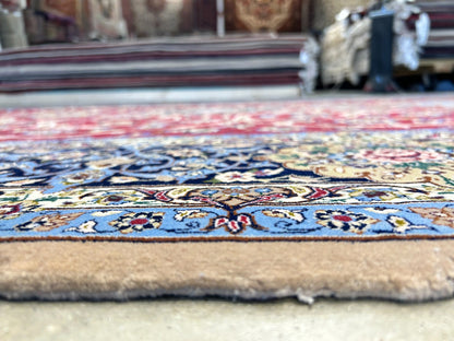 6'10"x10'4"Extra Fine Hand-Knotted Wool & Silk Isfahane Rug - Area Carpet