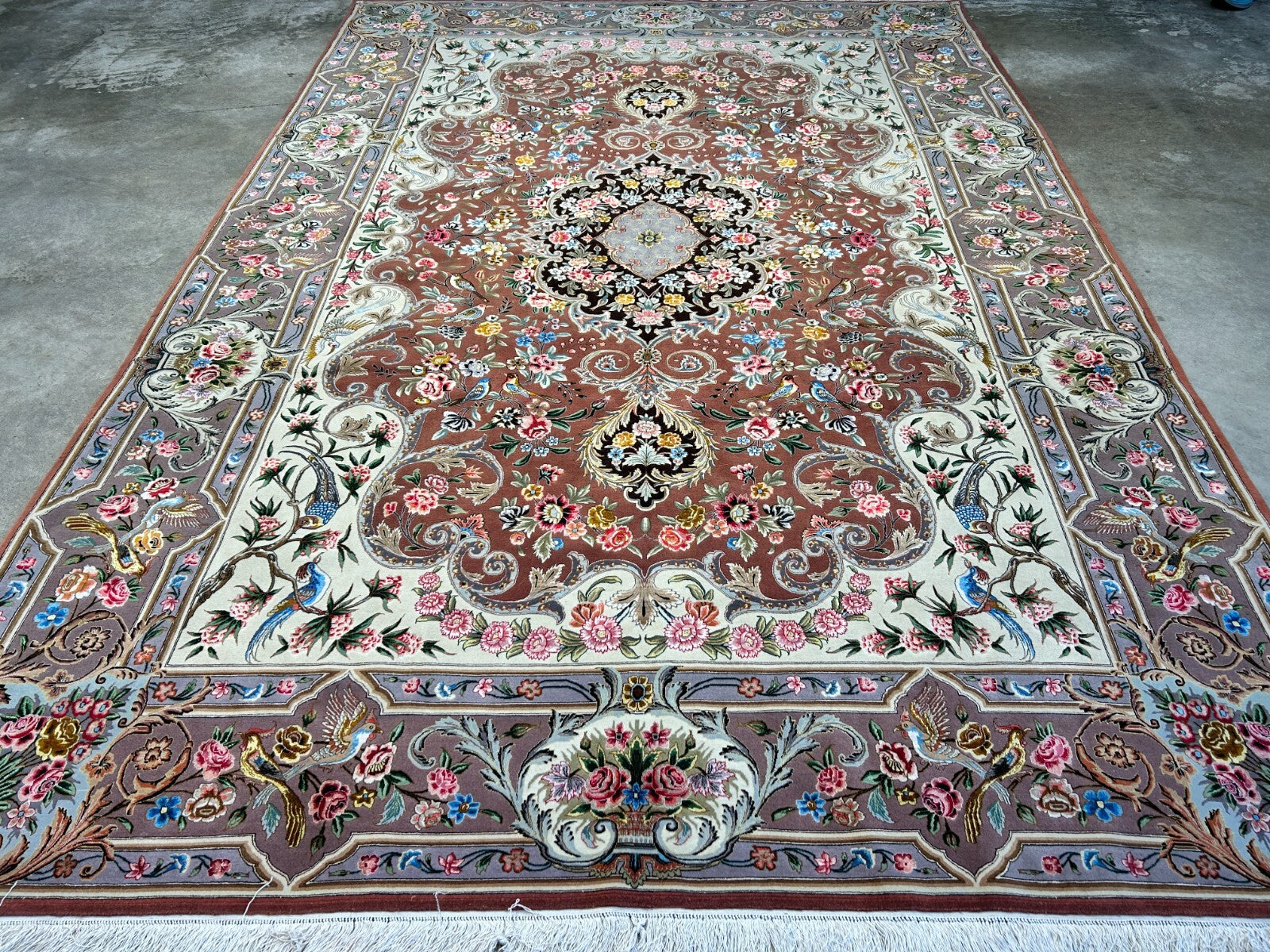 6'9"x9'10" Extra-Fine Hand-Knotted Wool & Silk Blend Tabrize Carpet - Area Rug
