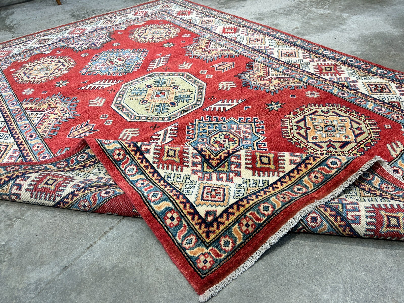 5'7"x7'10" Hand-Knotted 100% Wool Carpet - Fine Kazak Area Rug