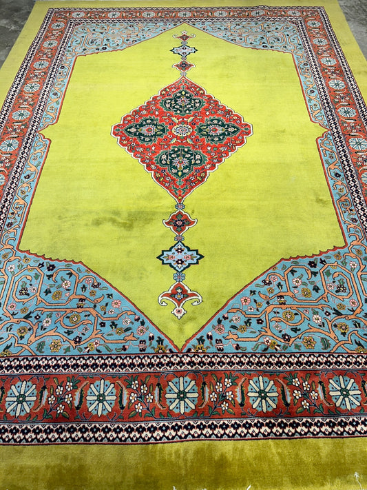 8'2"x11'3" One-of-a-Kind Hand-Knotted 100% Wool Pile Tabrize Carpet - Area Rug
