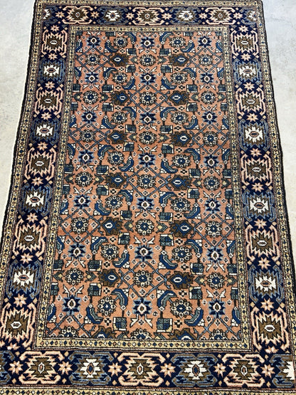 3’4”x5’2” Vintage Hand-Knotted 100% Wool Pile Bidjar Area Rug - Carpet