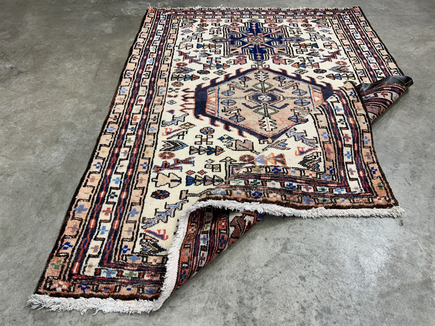 3'8"x5'2" Hand-Knotted 100% Wool Pile Karaja Area Rug - Carpet