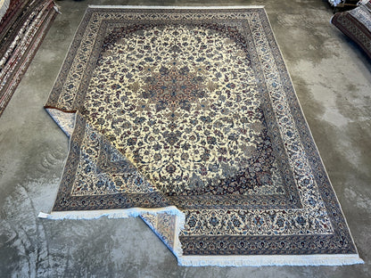10'3"x14'1" Extra Fine Hand-Knotted Wool & Silk Naine Rug
