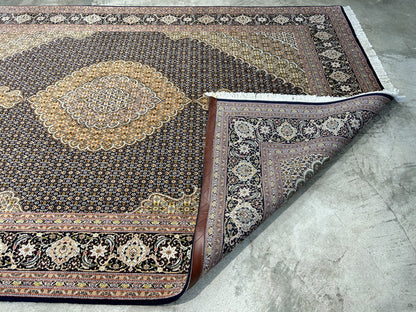 6'7"x9'9" Fine Hand-Knotted Wool & Silk Blend Tabrize Mahi Carpet - Area Rug