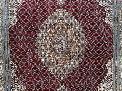 8'4"x11'6" Hand-Knotted Silk & Wool Tabrize Fish Style Area Rug - Carpet