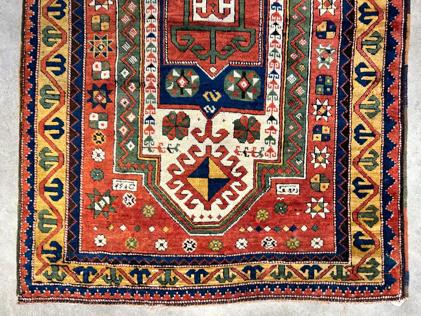 Collector Item -  3'4"x5'6" Antique Hand-Knotted 100% Wool Pile Kazak Rug