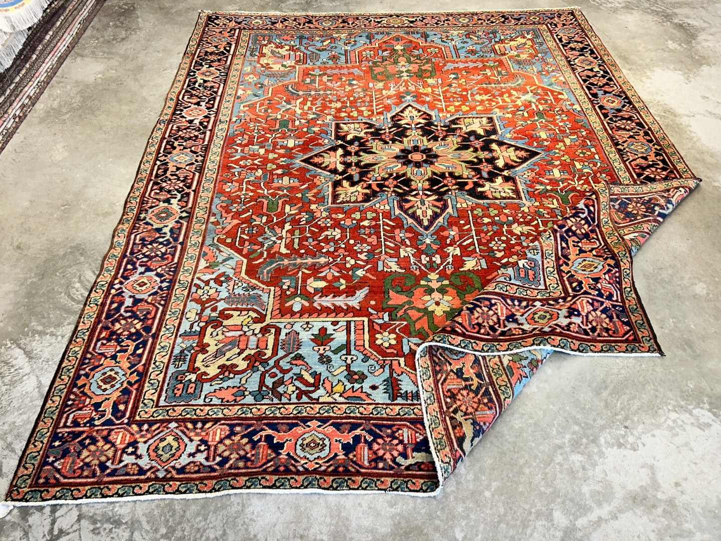 Collector Item - 9'6"x12' Antique Fine Lamb Wool Herize Serapy Hand-Knotted Rug