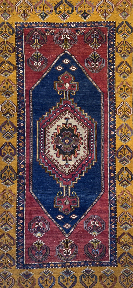 4'2"x8'1" Antique Hand-Knotted 100% Wool Pile Kazak Caucasian Area Rug - Carpet