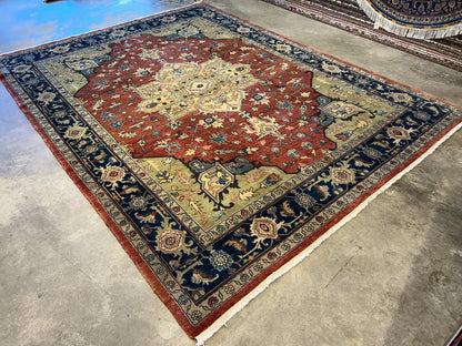7'3"x10'3" Fine Hand-Knotted 100% Wool Pile IndoHeriz Rug