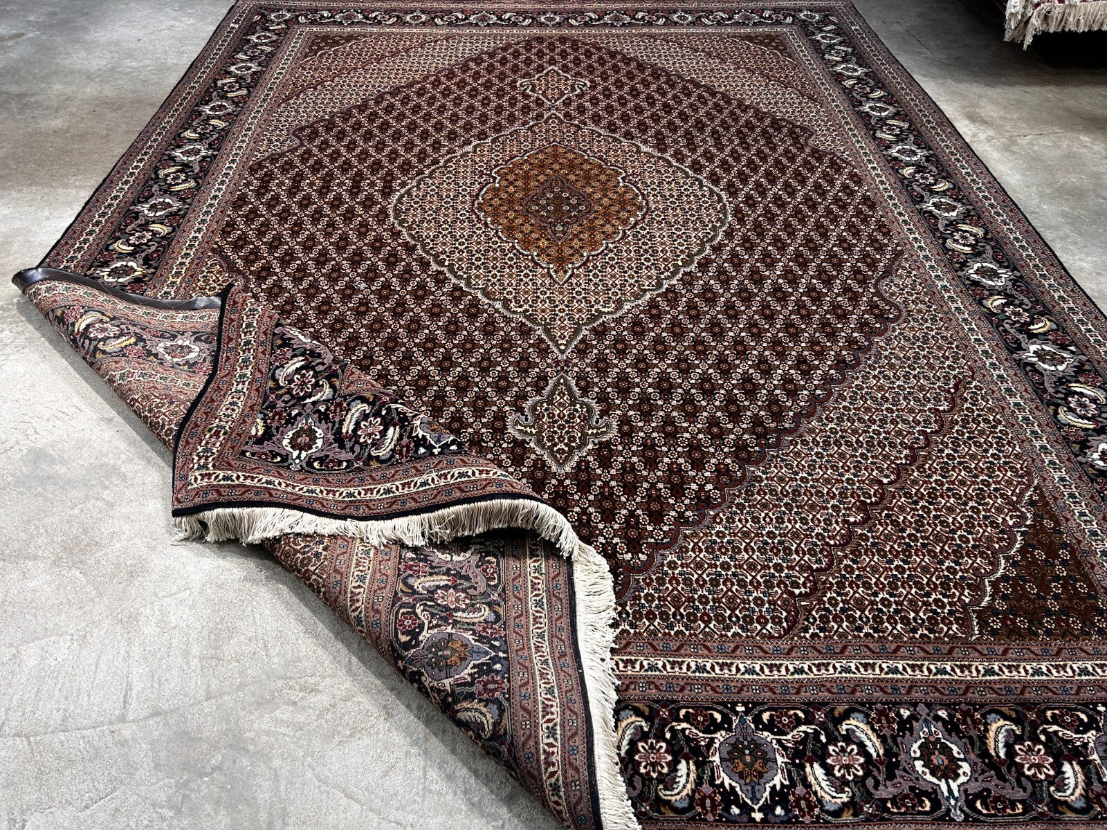 8'4"x11'3" Fine Hand-Knotted Wool & Silk Oriental Rug - Area Carpet