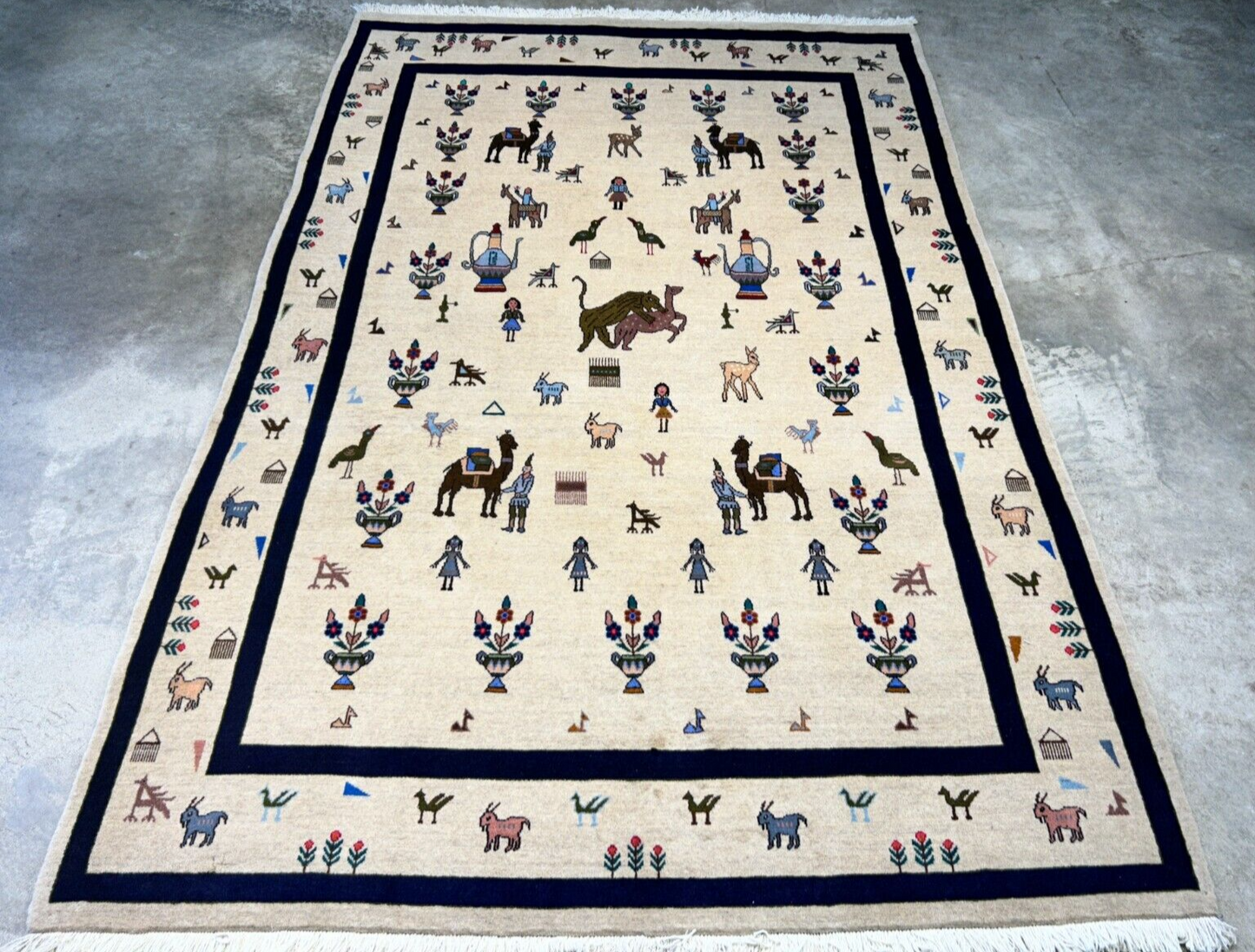6'3"x9'4" Hand-Knotted 100% Wool Pile Gabeh Carpet - Area Rug
