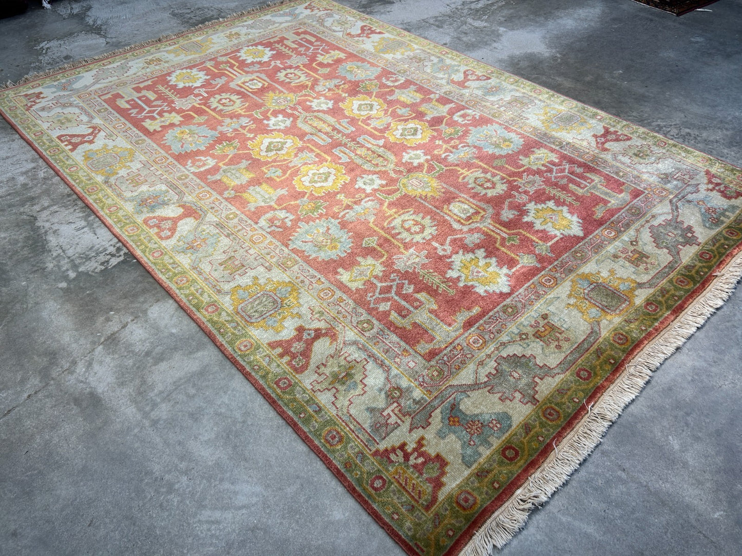 6'2"x8'11" Hand-Knotted 100% Wool Pile India-Farahane Carpet - Area Rug