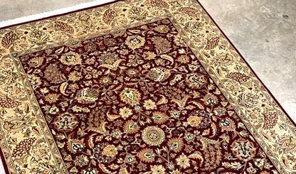 4'2"x6'0" Hand-Knotted Lahovere Vegetable-Dye 100% Wool Area Rug