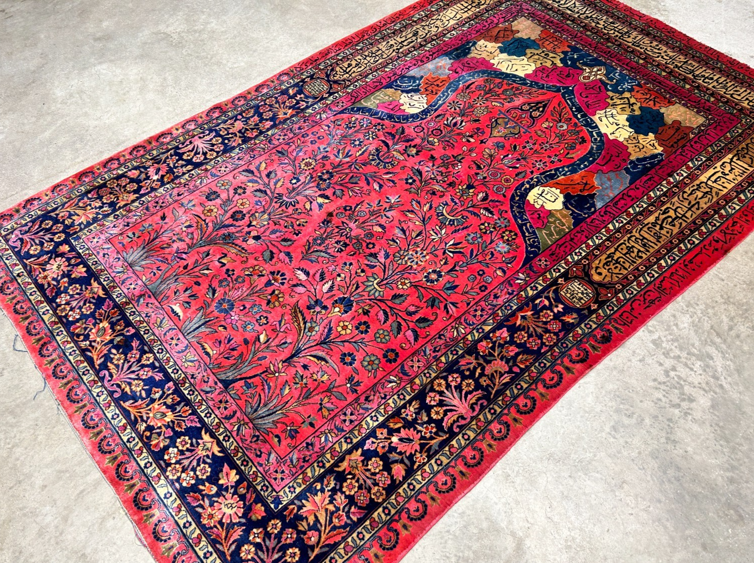 4'1"x6'10" Collector Antique Extra Fine Hand-Knotted 100% Wool Kashane Rug
