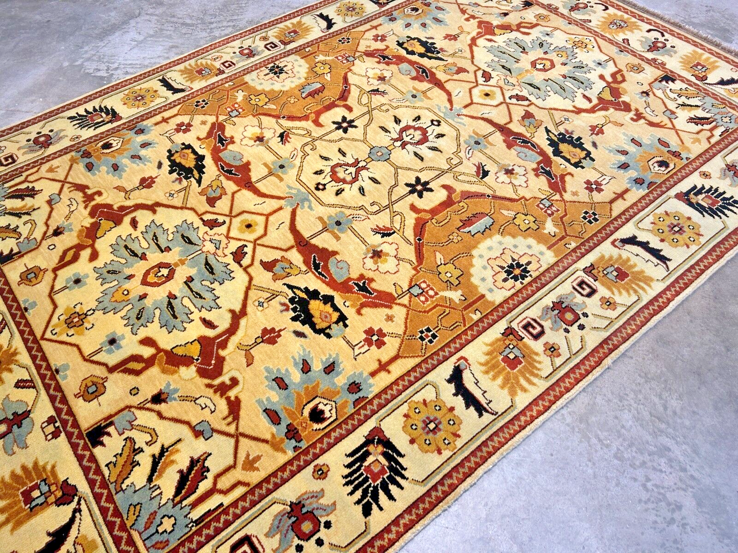 6'2"x9'0" Hand-Knotted 100% Wool Pile Indian Bakhsayeshe Carpet - Area Rug