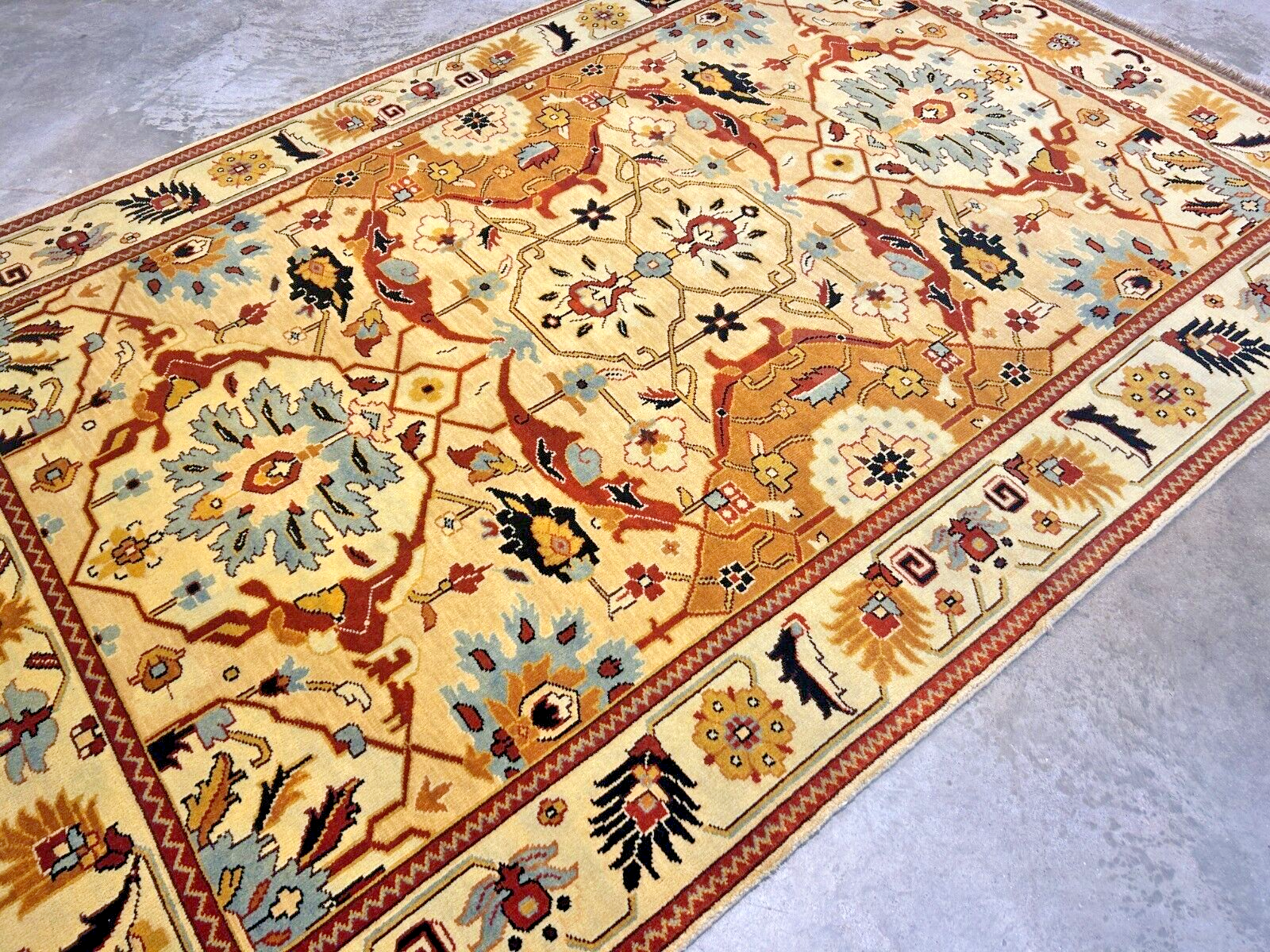 6'2"x9'0" Hand-Knotted 100% Wool Pile Indian Bakhsayeshe Carpet - Area Rug