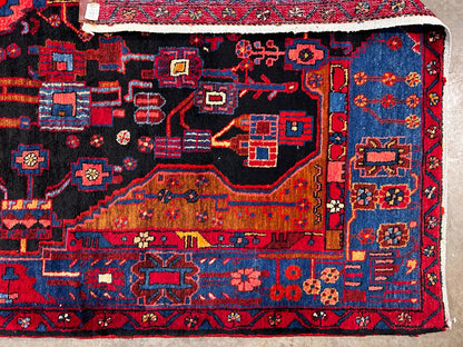 5'4" x 10' Hand-Knotted 100% Wool Pile Hamadane Area Rug