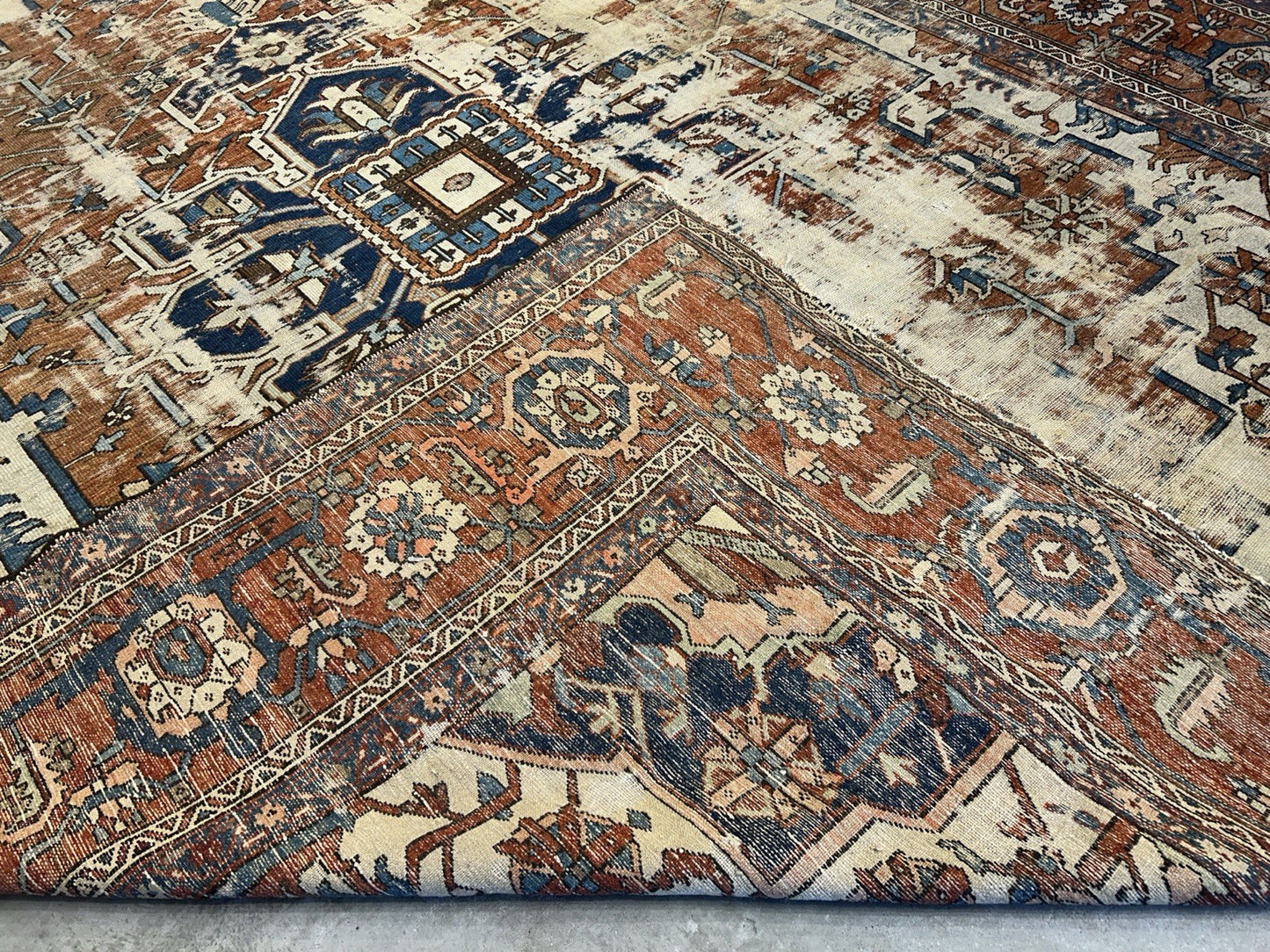 Collector Item- 10’5”x12’8” Old Antique Hand-Knotted Wool Pile Serapie Area Rug