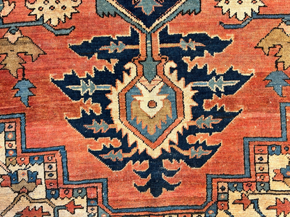 Collector Item - 9'8"x11'10 Antique Fine Wool Herize Serapy Hand-Knotted Rug
