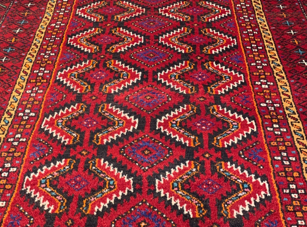 3'3"x5'7'' Hand-Knotted 100% Wool Baluchie Area Rug - Area Carpet