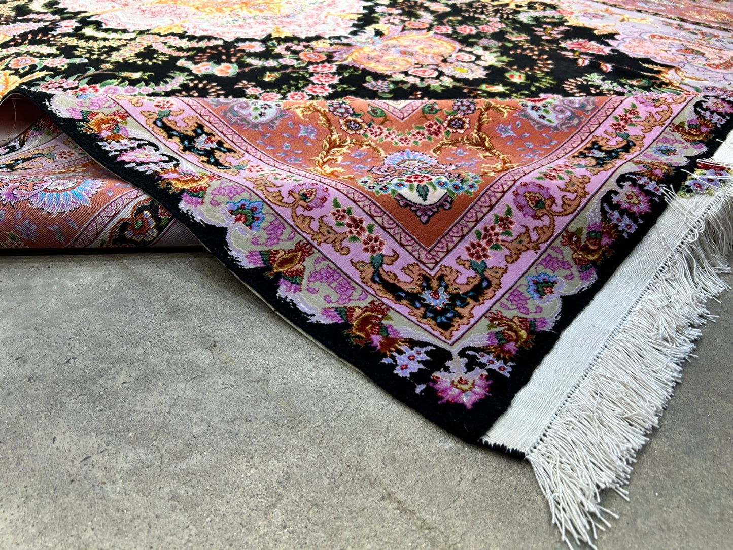 6'8"x10' Extra-Fine Hand-Knotted Wool & Silk Blend Tabrize Carpet - Area Rug