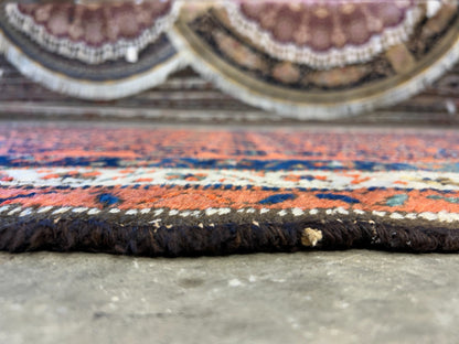 3'9"x5'9" Antique Hand-Knotted 100% Wool Pile Hamadane Area Rug - Carpet