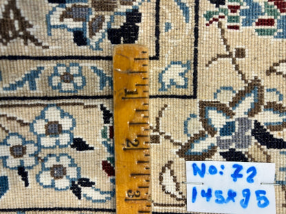 3'1"x4'9" Fine Hand-Knotted Wool & Silk Naine Rug