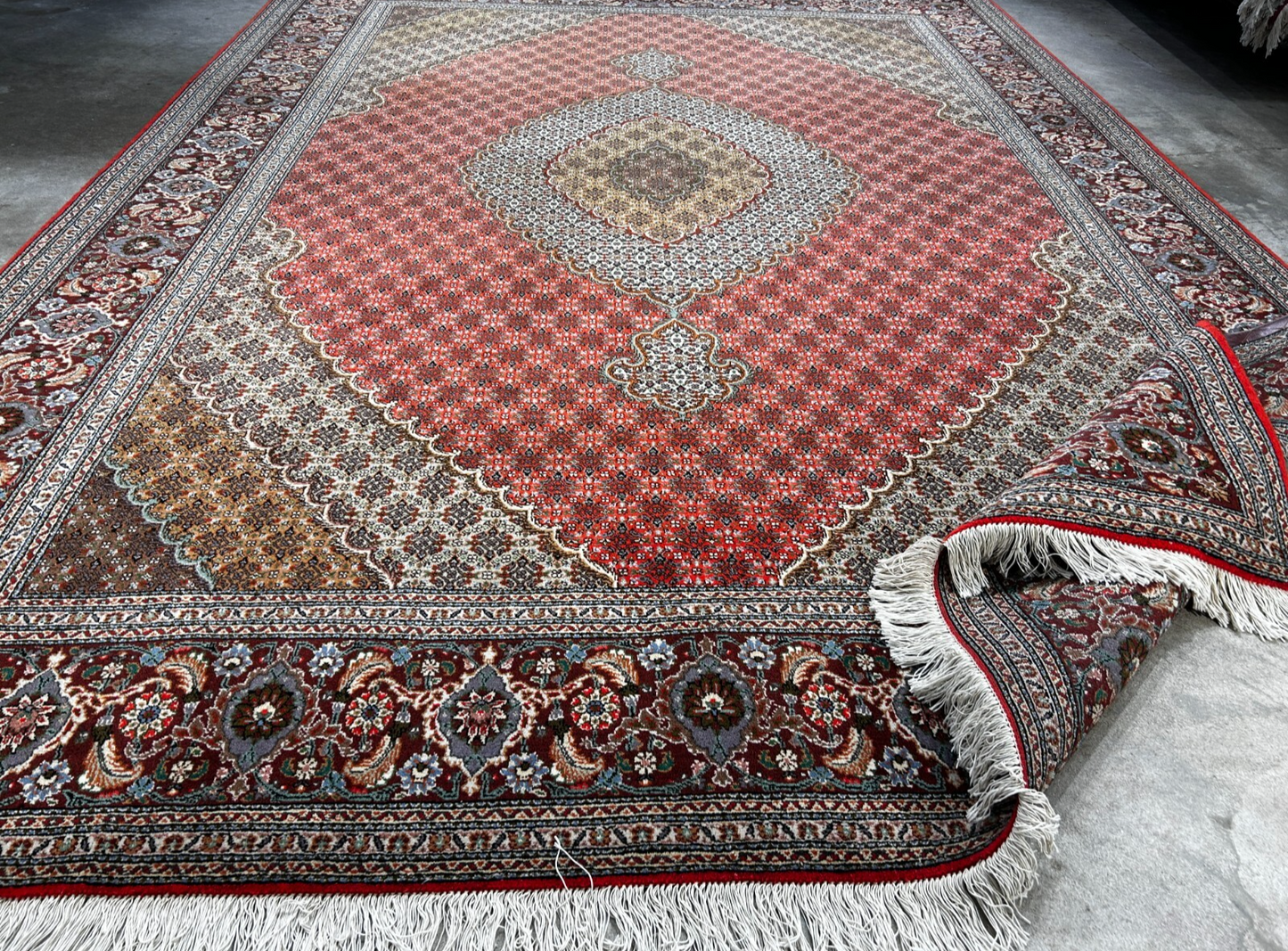 8'3"x11'3" Hand-Knotted Silk & Wool Tabrize Fish Style Area Rug