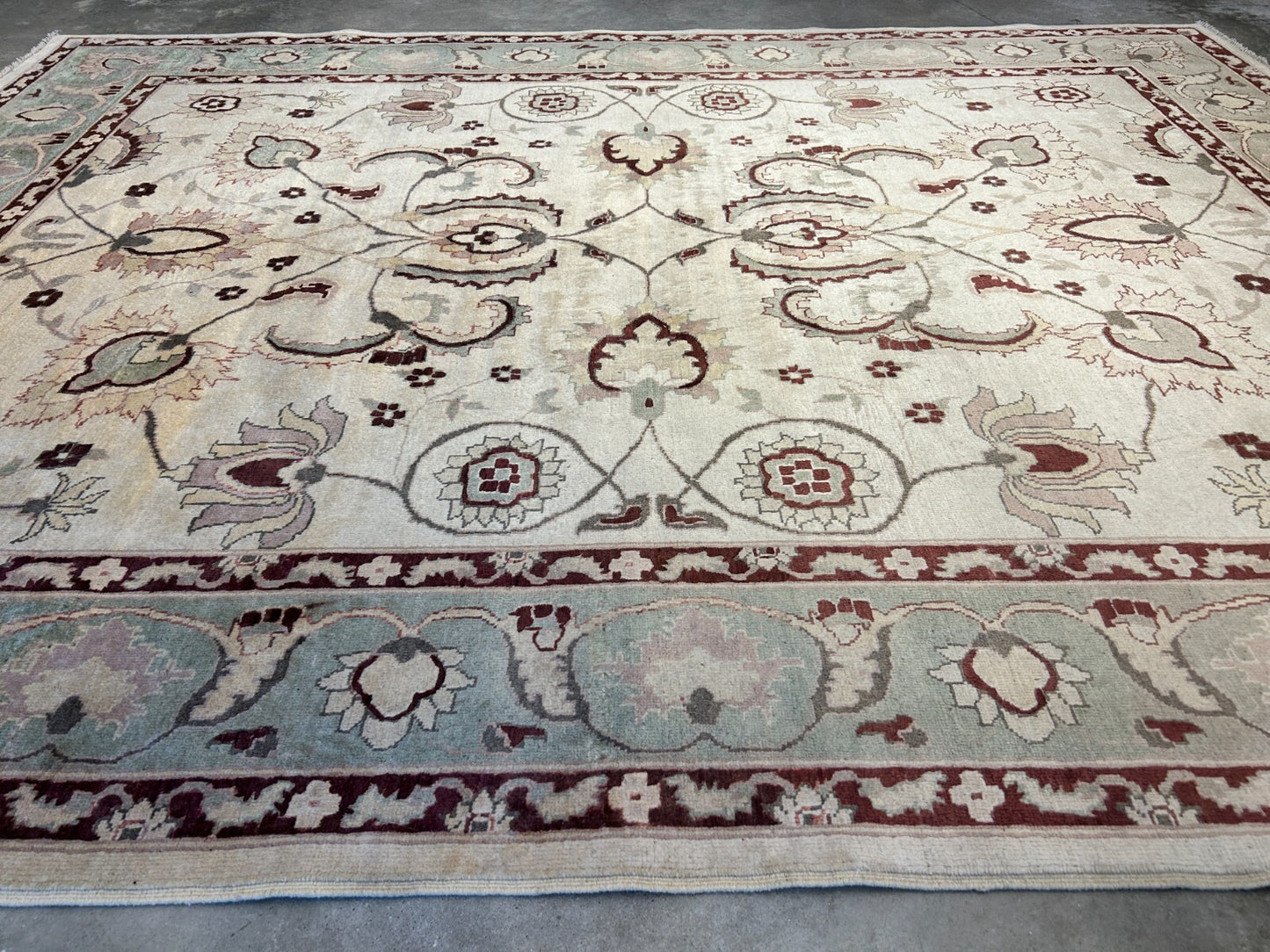 7'1"x9'1" Hand-Knotted 100% Wool Pile Indian Arut Carpet - Area Rug