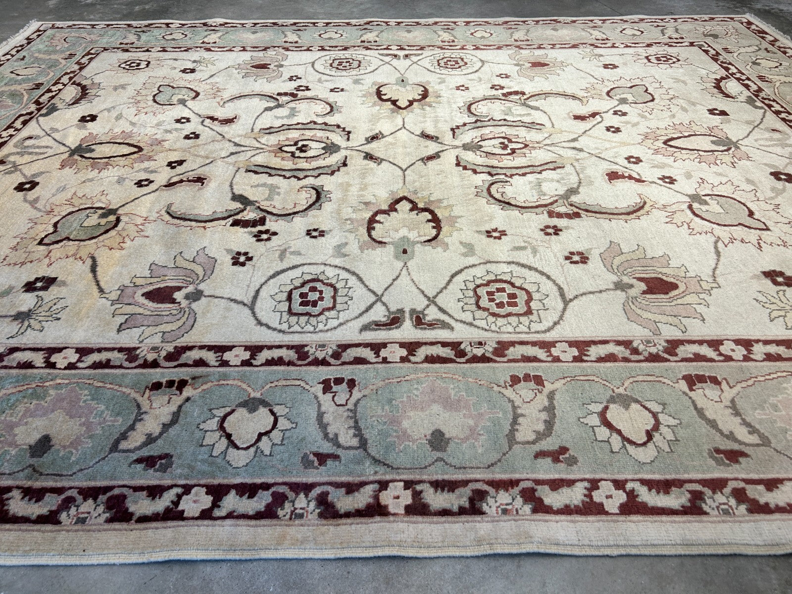 7'1"x9'1" Hand-Knotted 100% Wool Pile Indian Arut Carpet - Area Rug