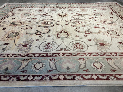 7'1"x9'1" Hand-Knotted 100% Wool Pile Indian Arut Carpet - Area Rug