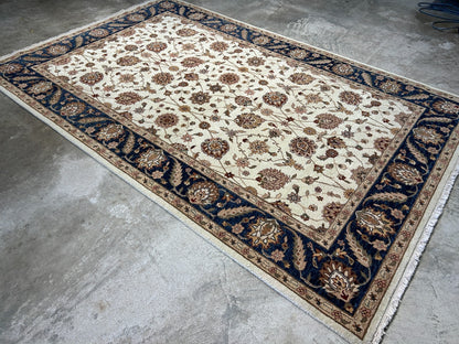 6'x9' Hand-Knotted 100% Wool Pile Indian Agra Carpet - Area Rug