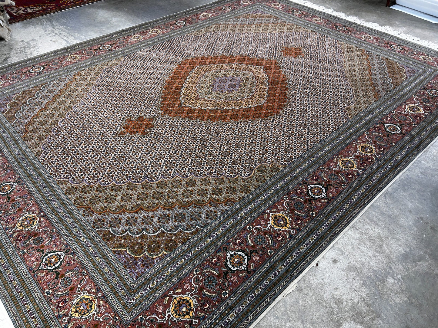 8'4"x11' Hand-Knotted Silk & Wool Tabrize Fish Style  Rug - Carpet