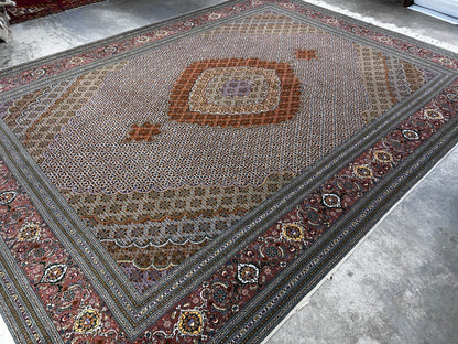 8'4"x11' Hand-Knotted Silk & Wool Tabrize Fish Style  Rug - Carpet