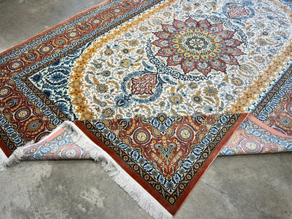 7'3"x10'7" Exquisite Extra-Fine Hand-Knotted 100% Silk Qume Carpet - Area Rug