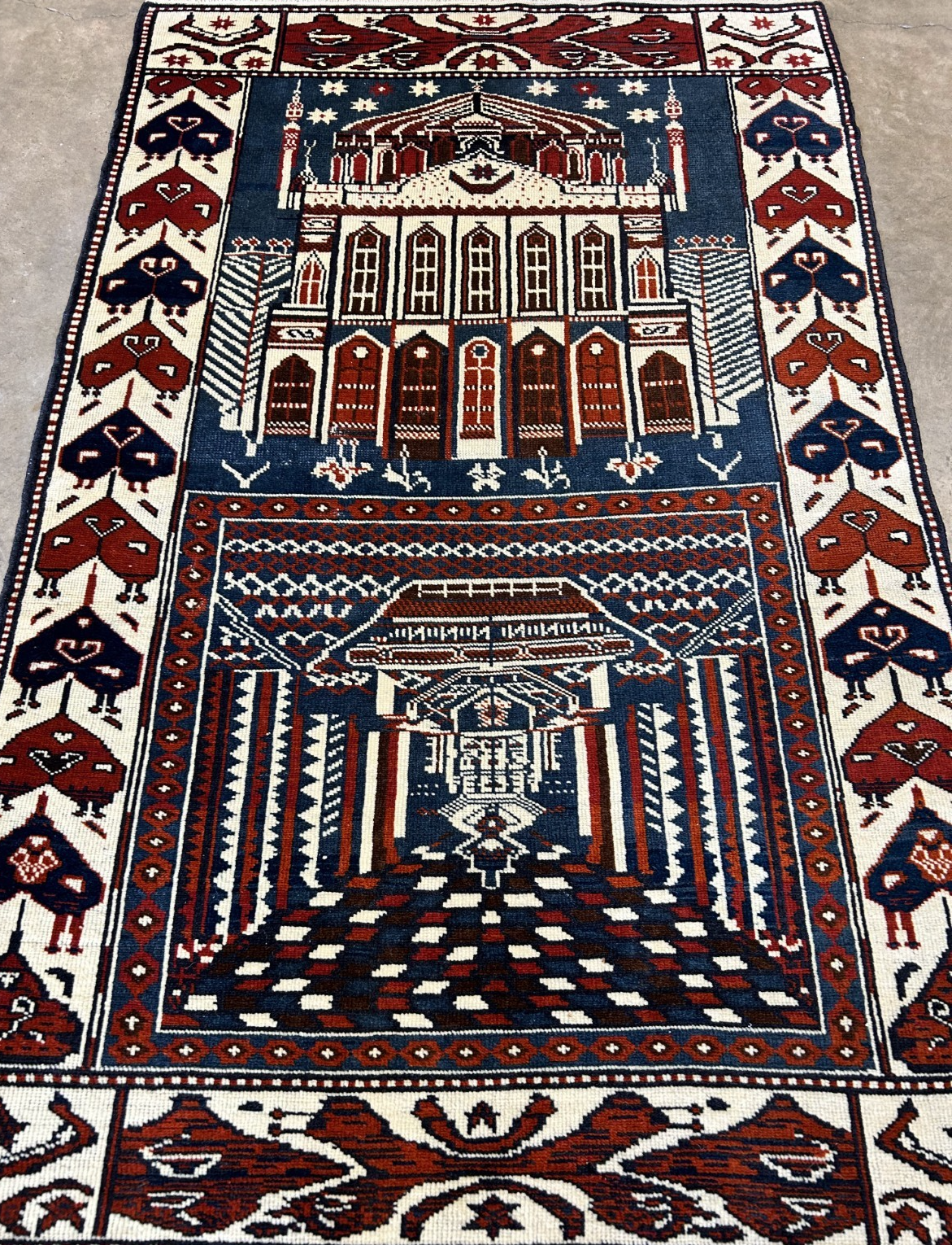3'7"x5'6" Hand-Knotted 100% Wool Pile Shiraze Prayer Rug - Carpet