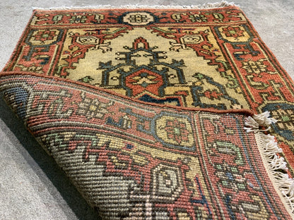 2'x3' Hand-Knotted 100% Wool Herize Design Carpet - Area Rug