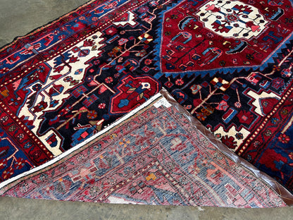 5'8" x 10'11" Hand-Knotted 100% Lamb Wool Pile Hamadane Area Rug - Carpet