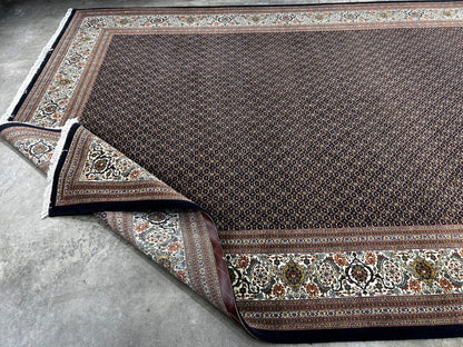 8'4"x11'2" Fine Hand-Knotted 100% Wool Pile Tabrize Fish Style Rug - Carpet