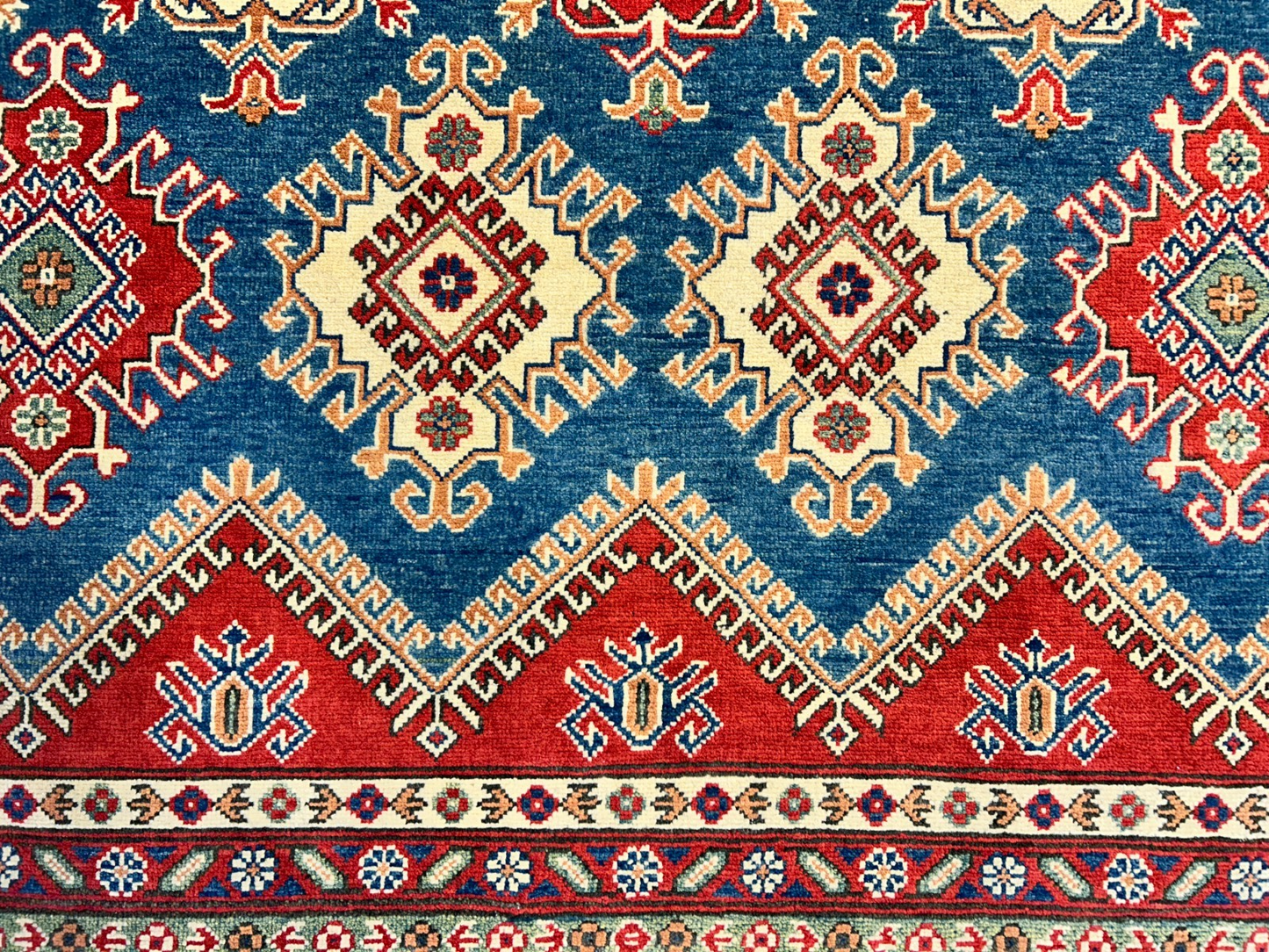 9'x12' Hand-Knotted 100% Wool Pile Kazak Rug