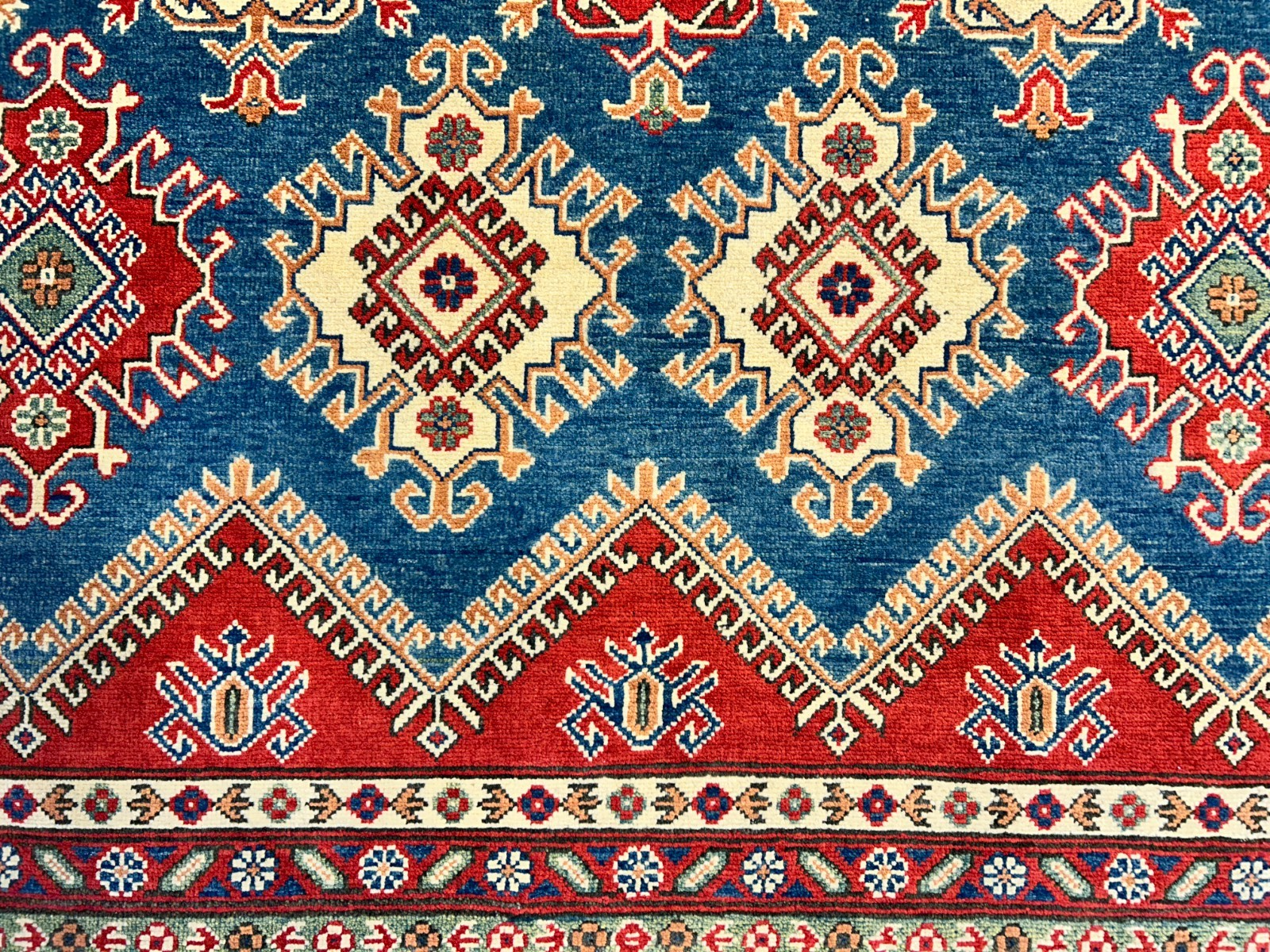 9'x12' Hand-Knotted 100% Wool Pile Kazak Rug