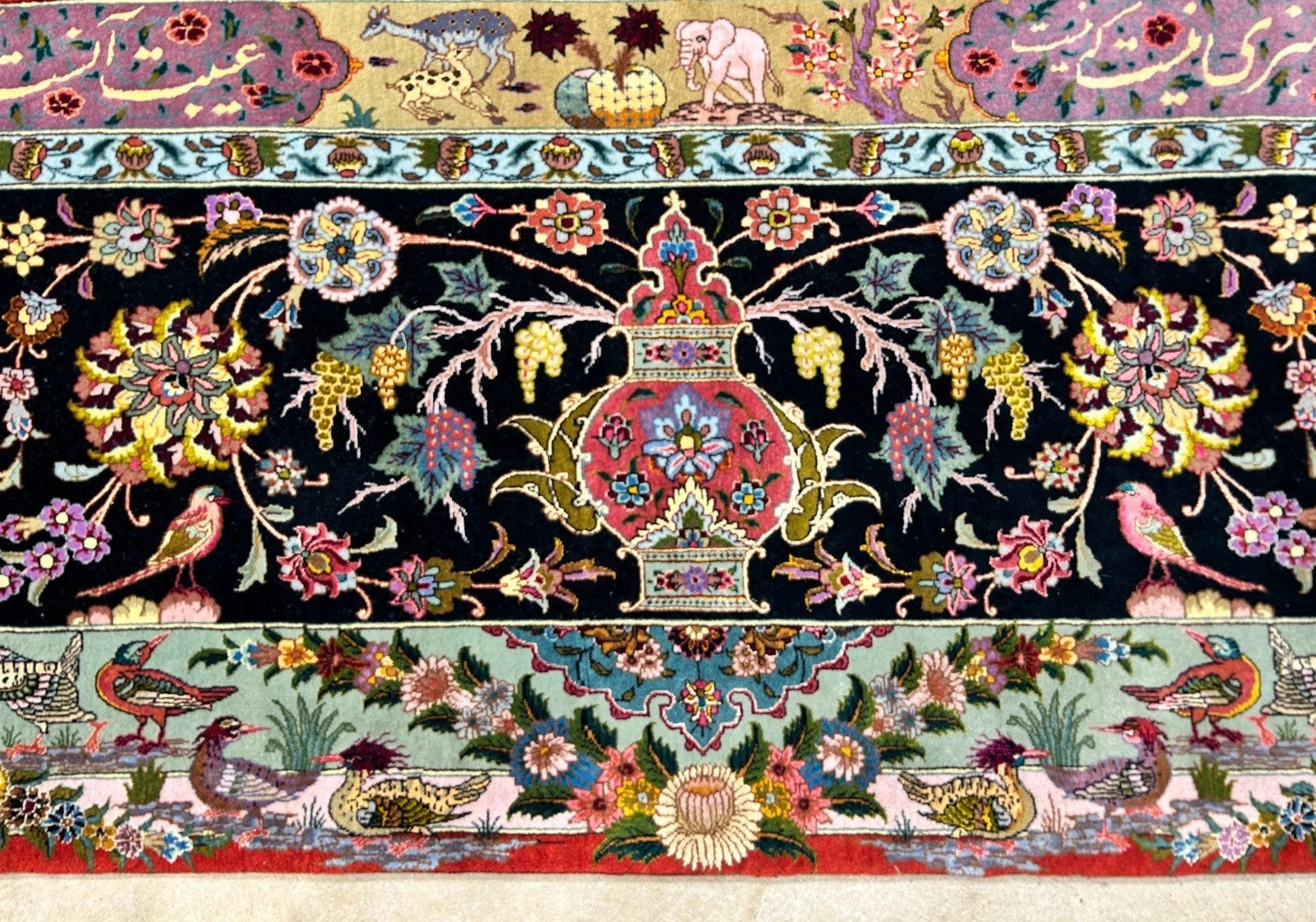 Collector Item - 10'9"x14'8" Hand-Knotted Wool & Silk Tabrize Area Rug