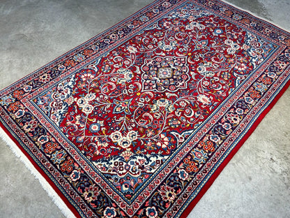 3'5"x5'2" Hand-Knotted 100% Wool Pile Sarouke Rug