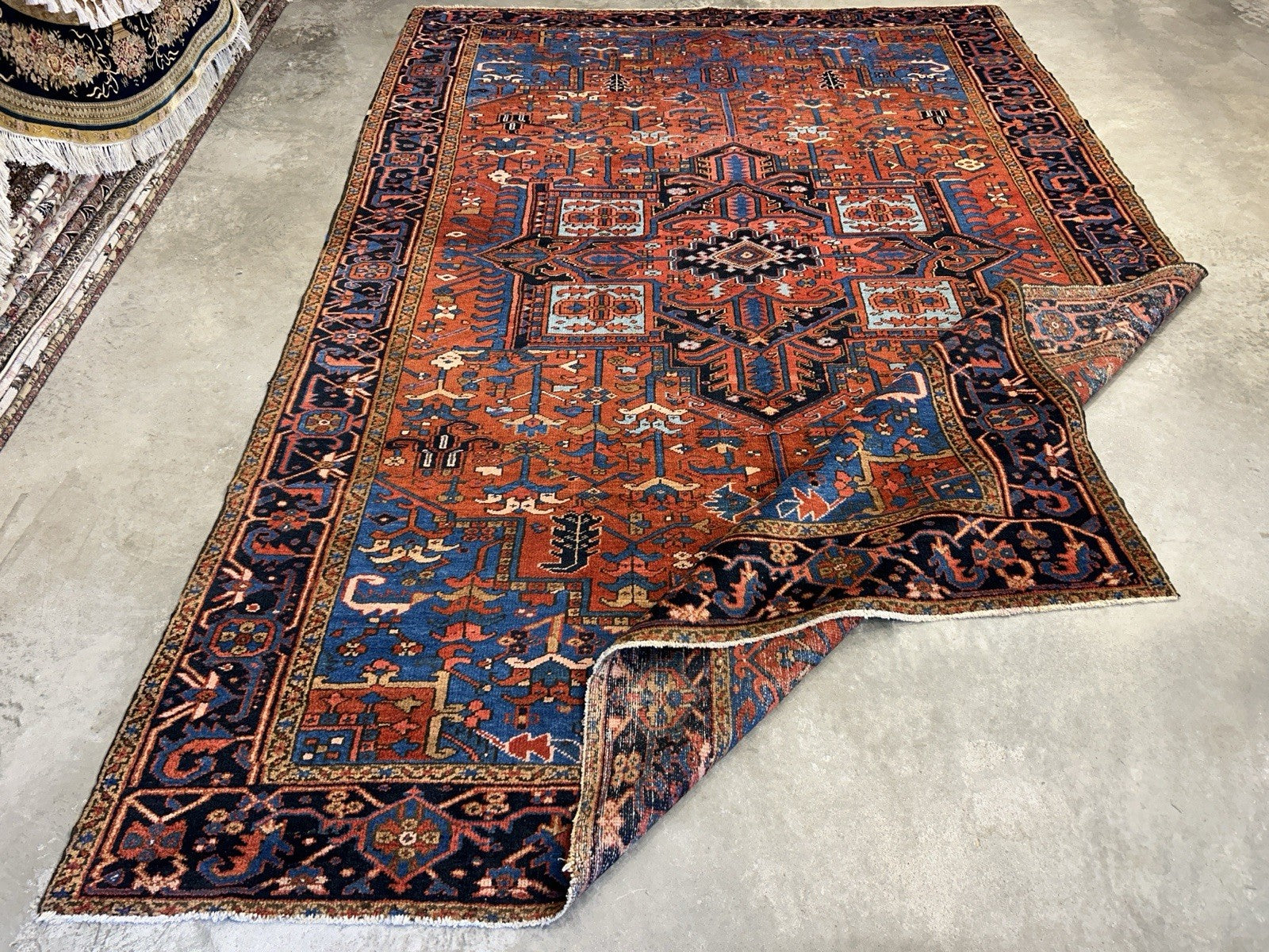Collector Item- 7’9”x11’5” Antique Hand-Knotted 100% Wool Pile Serapie Area Rug