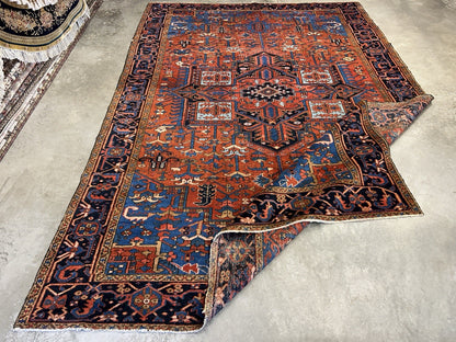 Collector Item- 7’9”x11’5” Antique Hand-Knotted 100% Wool Pile Serapie Area Rug