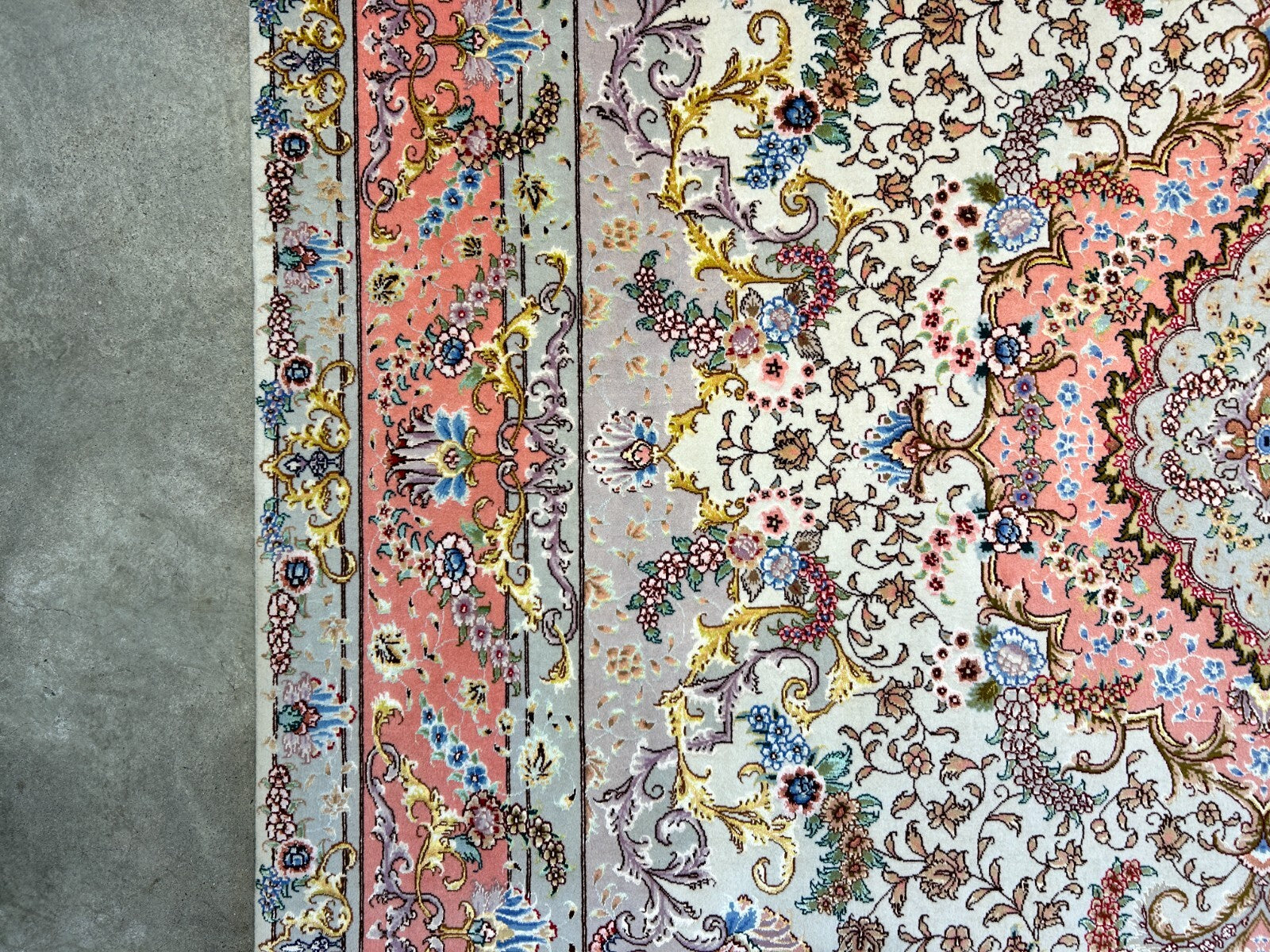 6'8"x10'3" Extra-Fine Signed Hand-Knotted Wool & Silk Tabrize Rug - Area Carpet